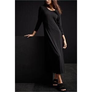 James Perse OPEN SEAM RAGLAN Sheath Bodycon Tailored Midi Dress in Black 2 $398